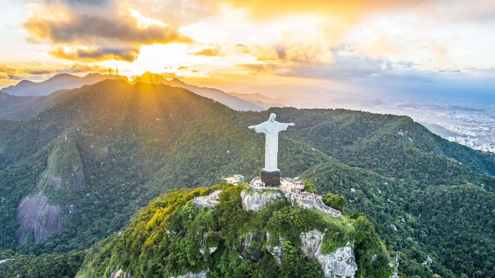 Aerial view of Christ the Redeemer in the hills