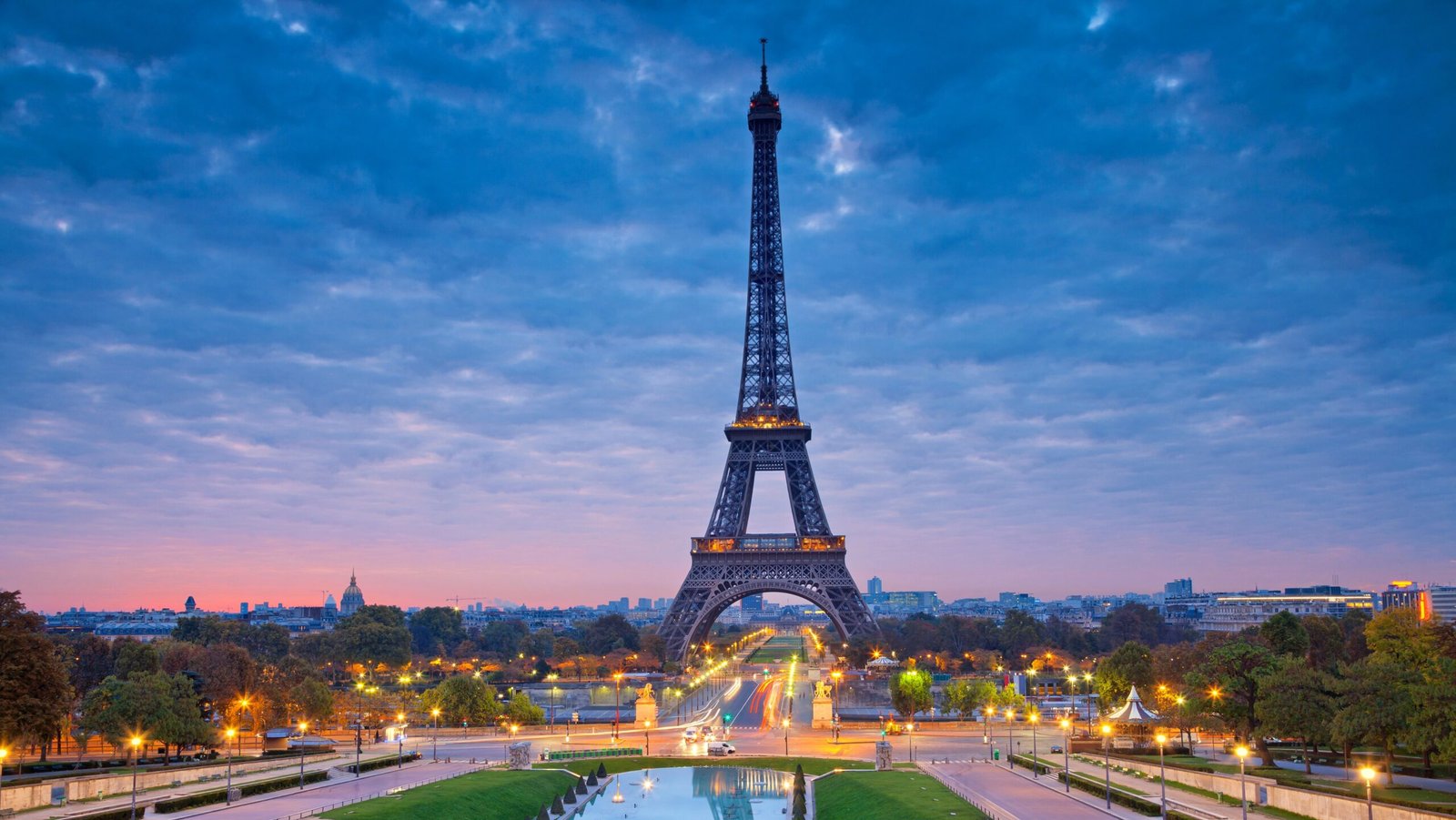 Eiffel Tower in Paris at sunrise
