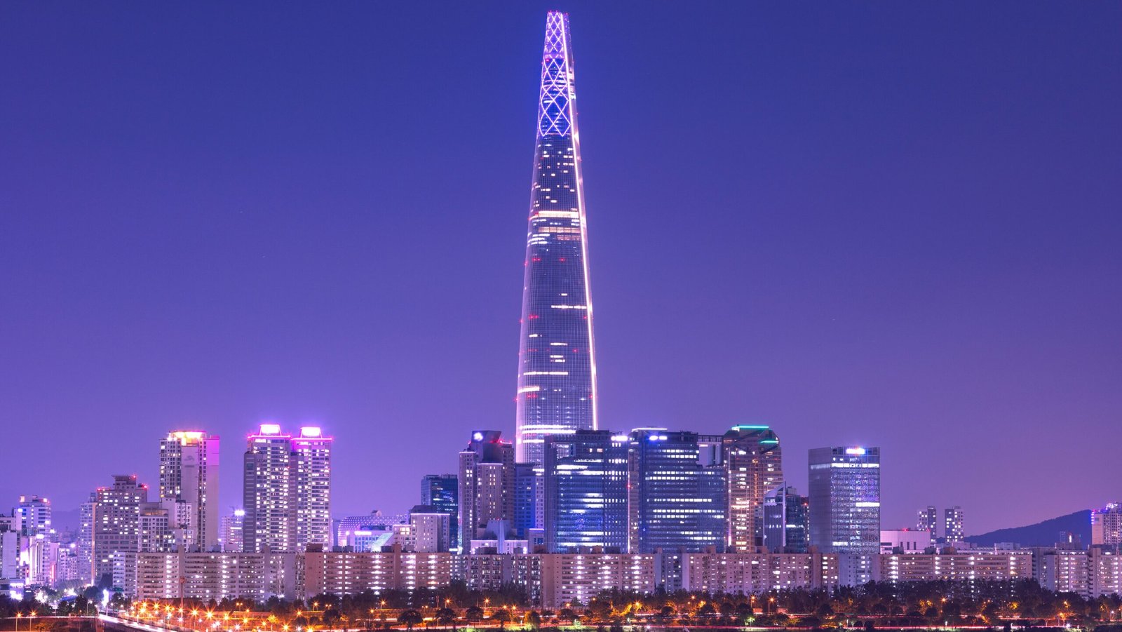 Seoul City Skyline at Han river with Seoul tower in Seoul South Korea