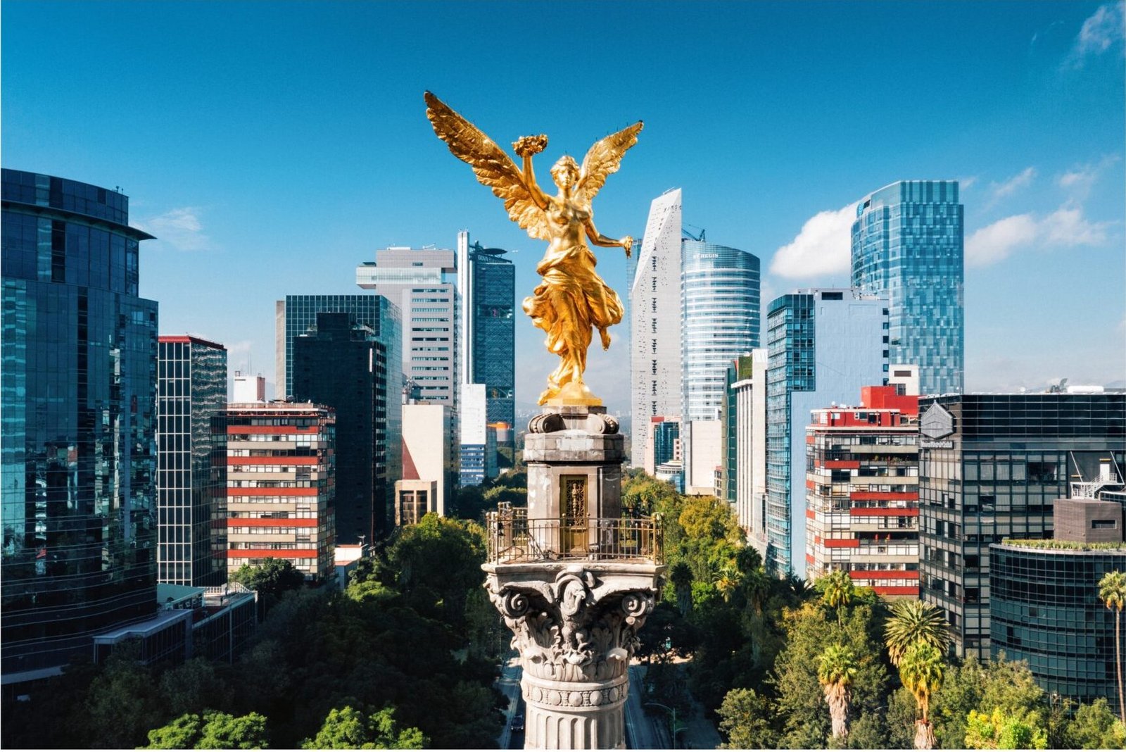 Aerial view of Independence Monument in Mexico city, Mexico