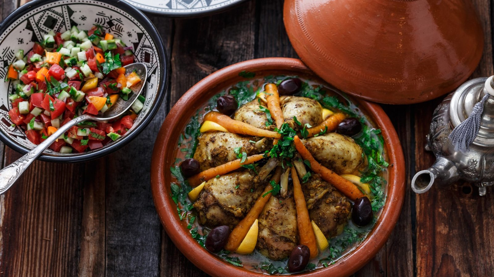 Chicken tajine with couscous, Moroccan cuisine