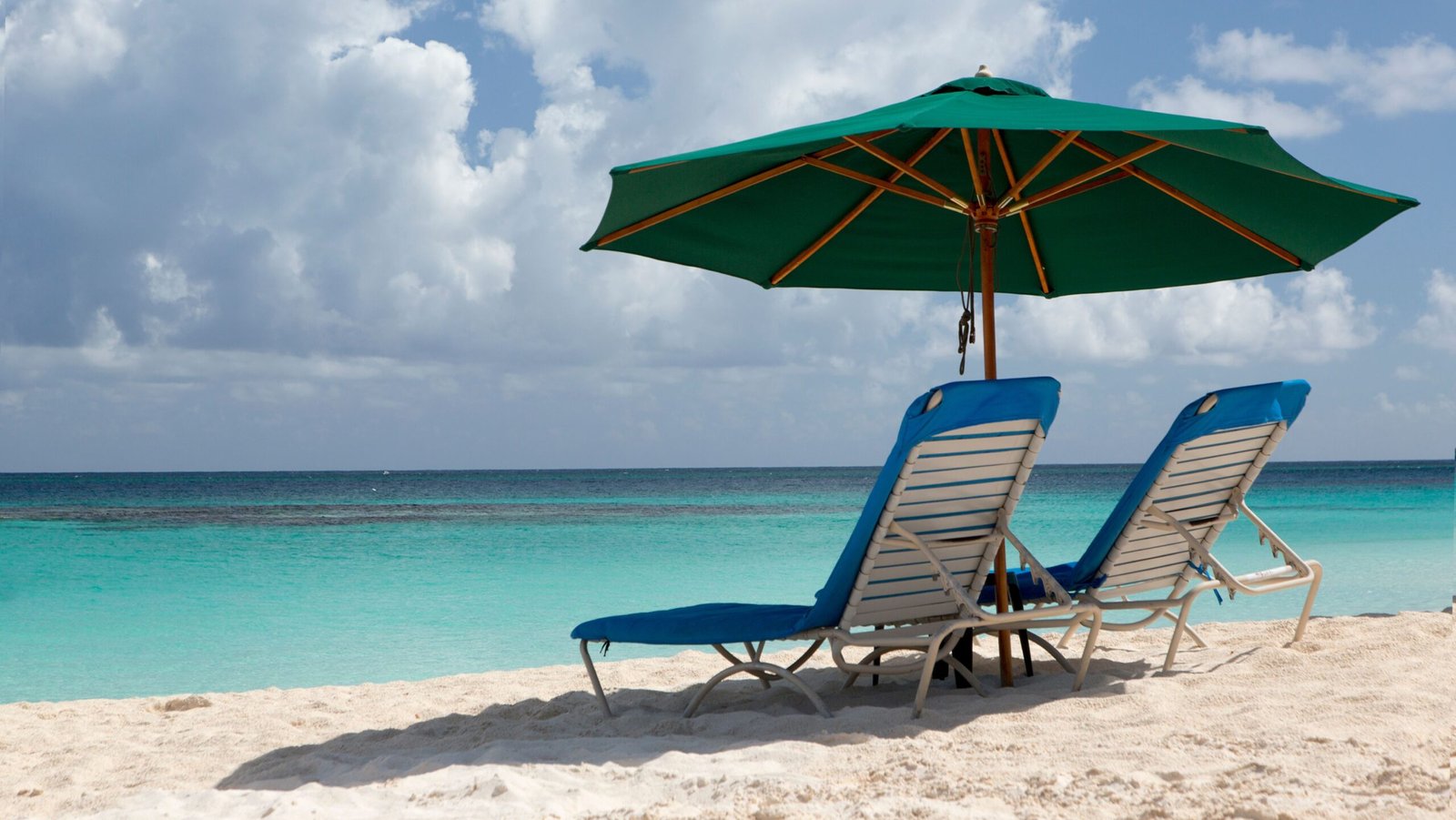 Beach Chairs with umbrella on Shoal Bay Anguilla