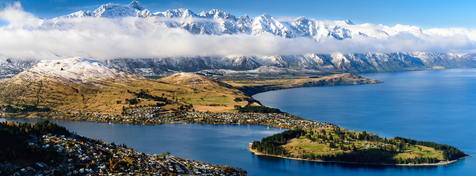 Aerial view of Queenstown in New Zealand