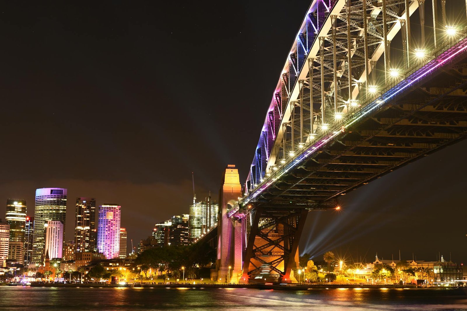 The rocks in Sydney, Australia illuminated at night