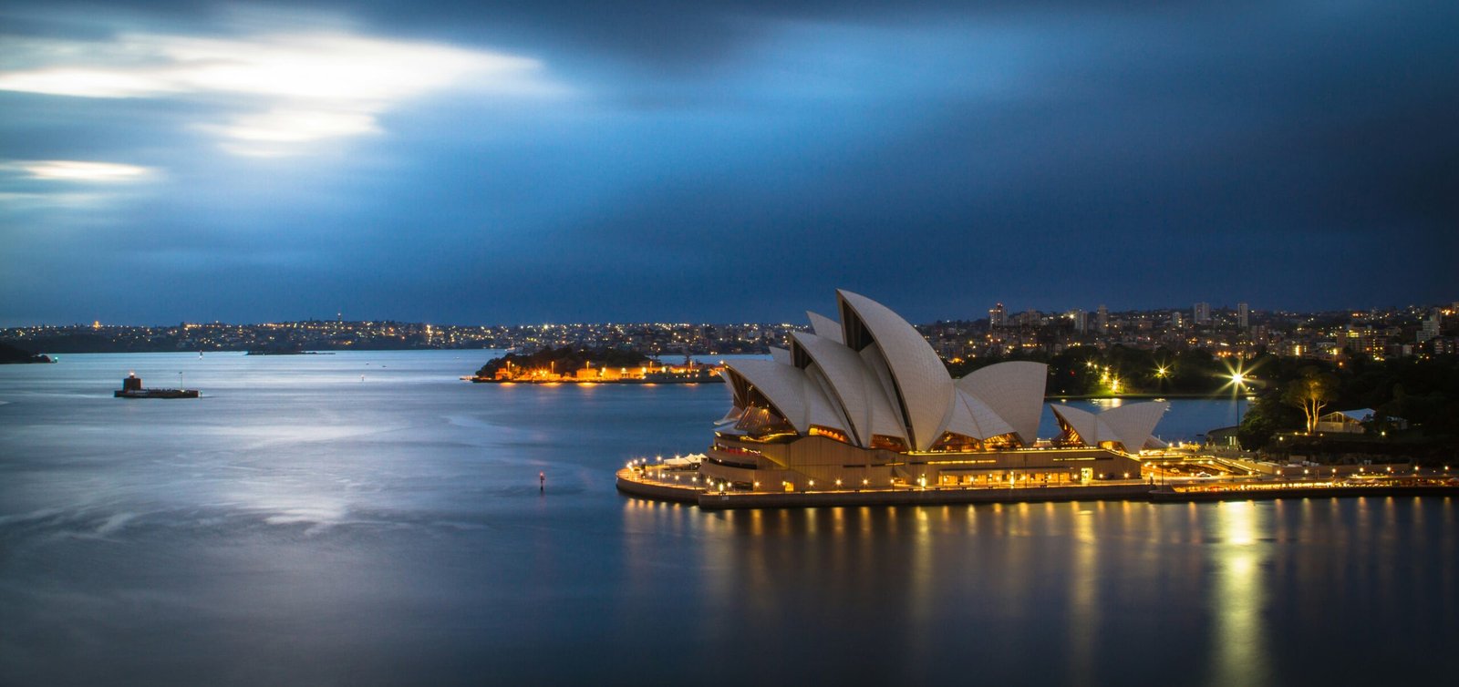 Aerial view of Sydney Opera House at Dusk